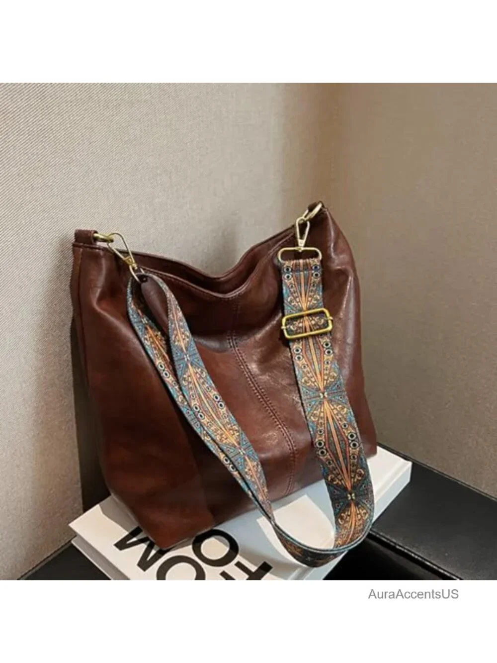 Hobo Crossbody Bag Women Vegan Leather Guitar Strap Purse Shoulder Handbag Boho
